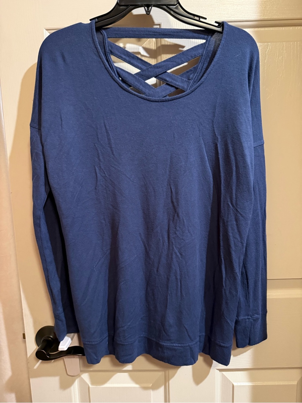 Athleta Deep Blue Crisscross Back Long-Sleeve Pullover